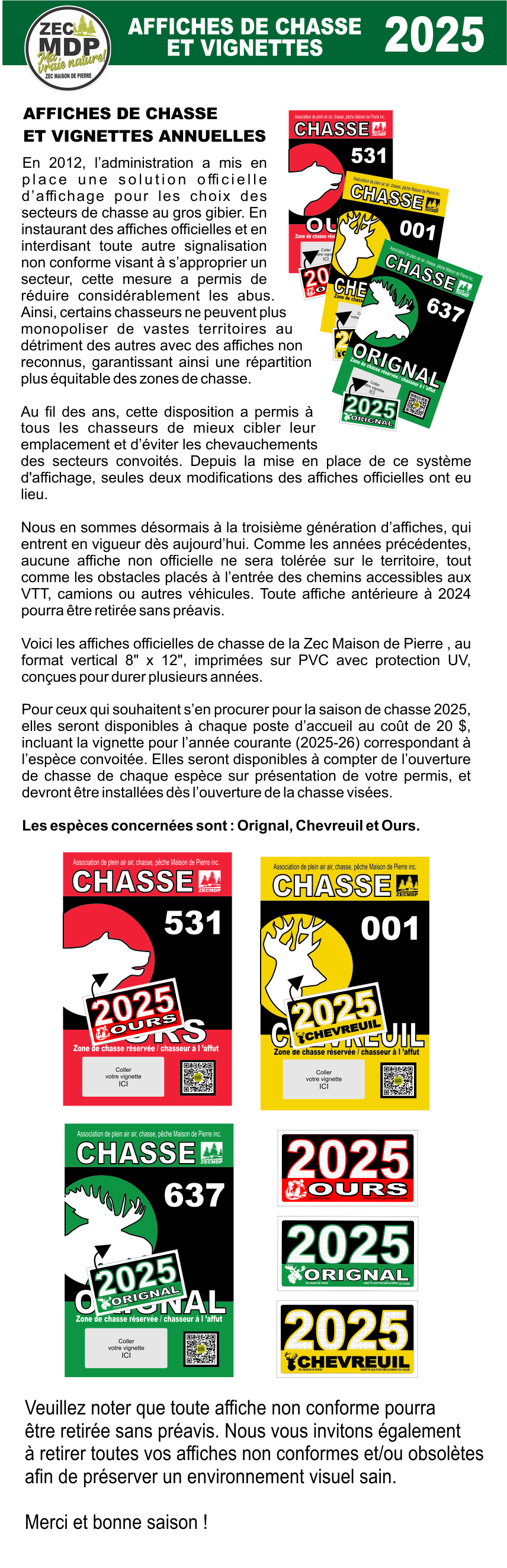 AFFICHES DE CHASSE 2025